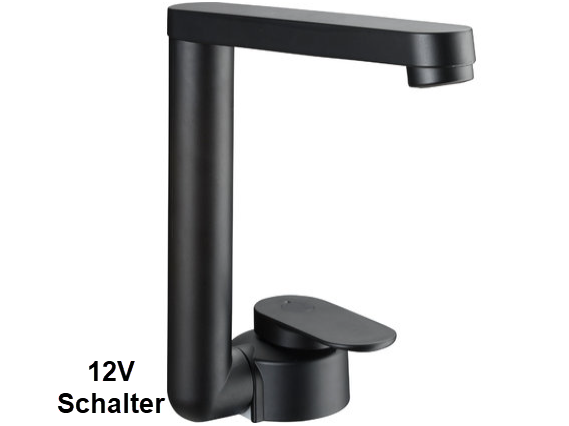 Reich Twister Armatur schwarz, mit 12V Schalter, Heiss- und Kaltwasser